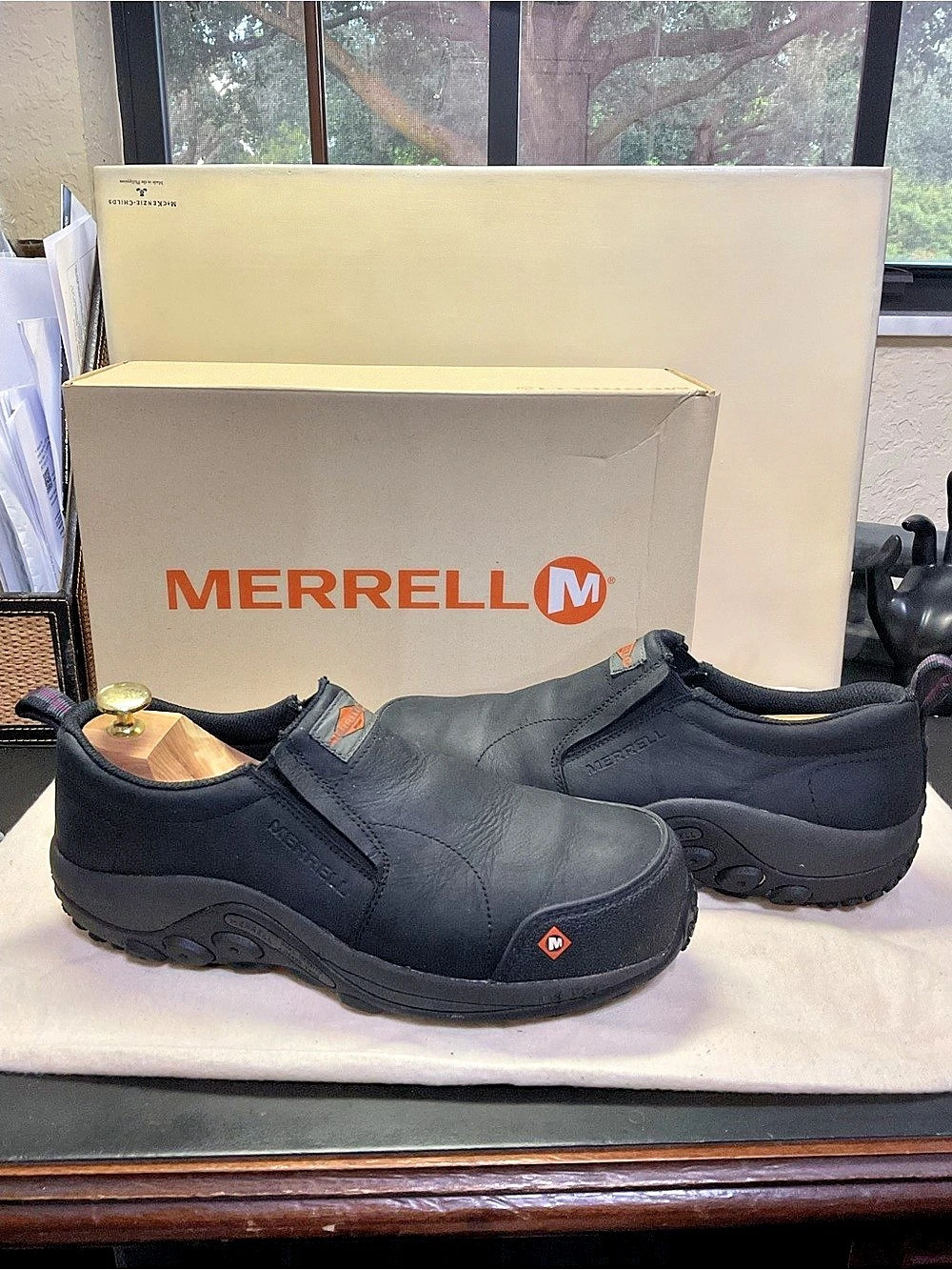 Merrell Jungle Moc Leather Composite Toe Work Shoe Black